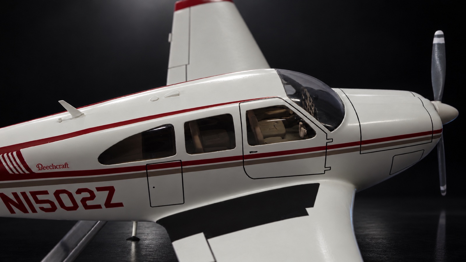 The Bonanza model's cabin and registration close up
