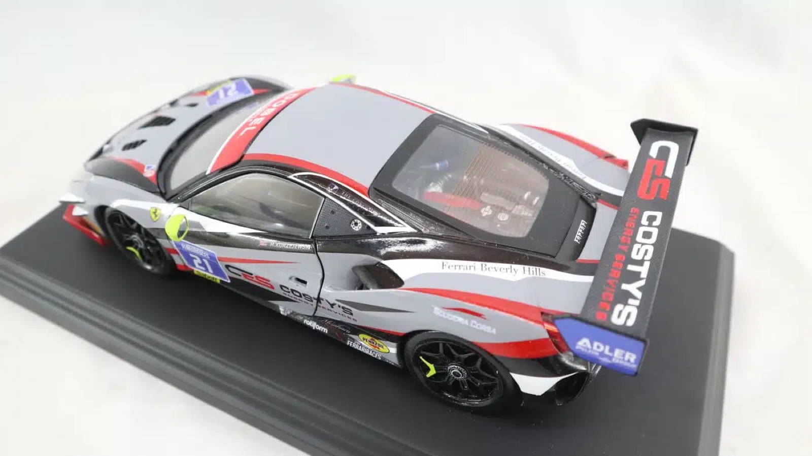 The Ferrari 488 model from above, showing its livery