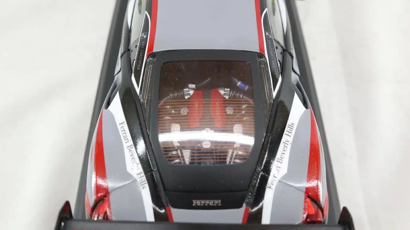 The Ferrari 488 model's engine cover from above